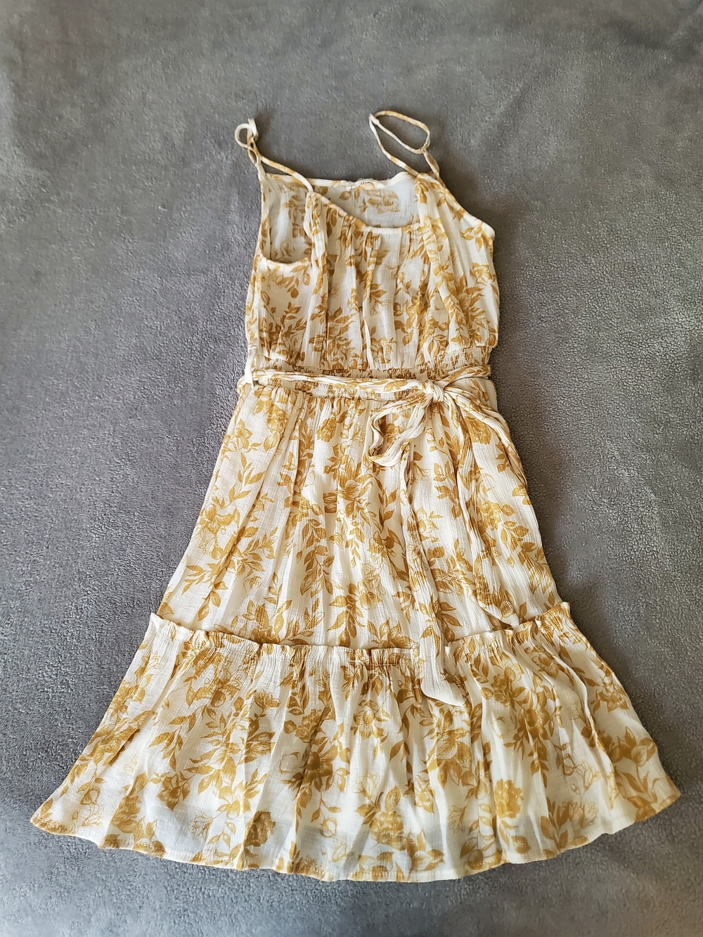 Girls' Yellow Floral Tie-Waist Sundress